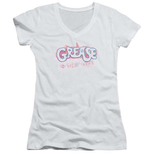 Grease - Grease Is The Word - Junior V-neck - White