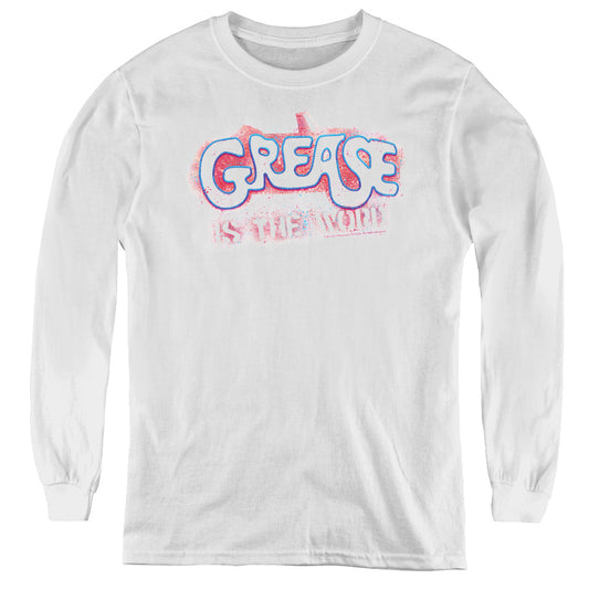Grease - Grease Is The Word - Youth Long Sleeve Tee - White