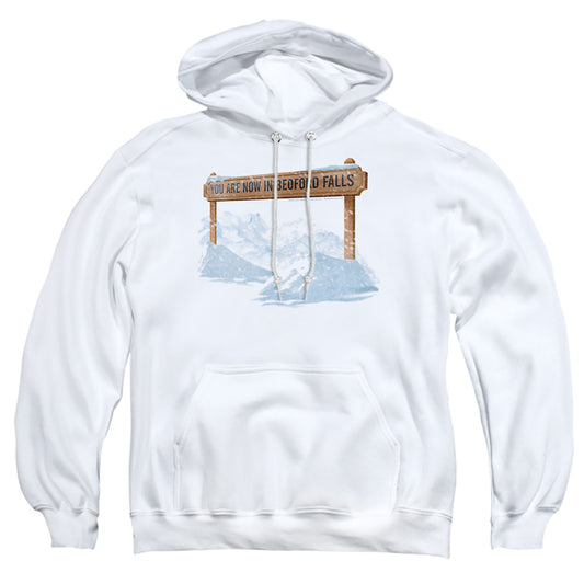 Its A Wonderful Life - Bedford Falls - Adult Pull-over Hoodie - White