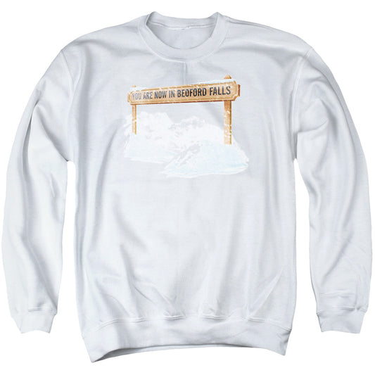 Its A Wonderful Life - Bedford Falls - Adult Crewneck Sweatshirt - White