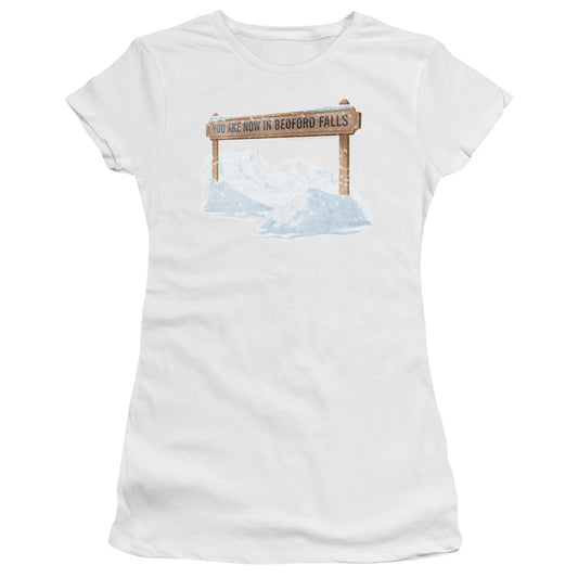 Its A Wonderful Life - Bedford Falls - Short Sleeve Junior Sheer - White T-shirt