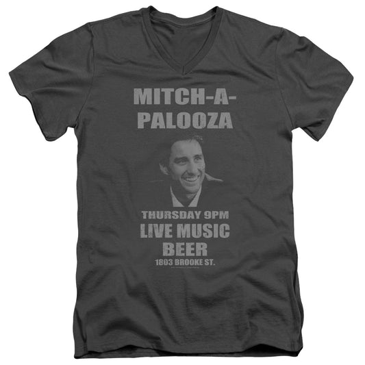 Old School - Mitchapalooza - Short Sleeve Adult V-neck - Charcoal T-shirt