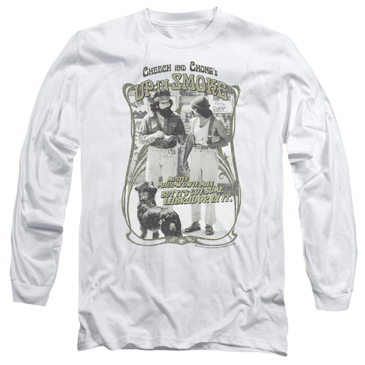 Up In Smoke - Labrador - Long Sleeve Adult 18/1 - White T-shirt