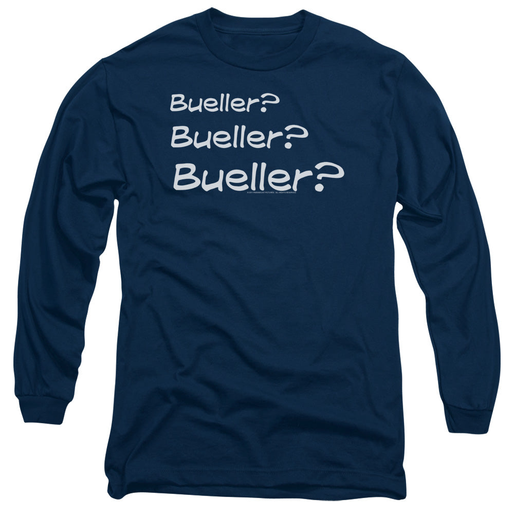 Ferris Bueller - Bueller? - Long Sleeve Adult 18/1 - Navy T-shirt