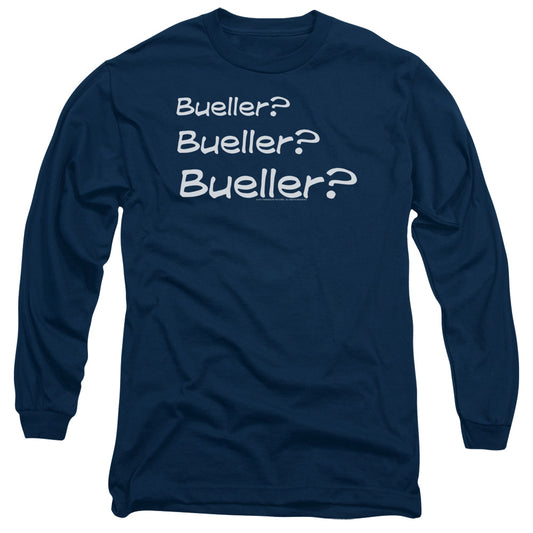Ferris Bueller - Bueller? - Long Sleeve Adult 18/1 - Navy T-shirt