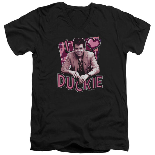 Pretty In Pink - I Heart Duckie - Short Sleeve Adult V-neck - Black T-shirt