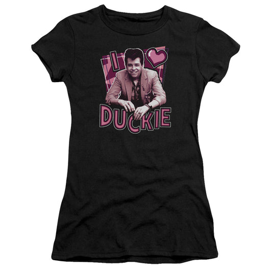 Pretty In Pink - I Heart Duckie - Short Sleeve Junior Sheer - Black T-shirt