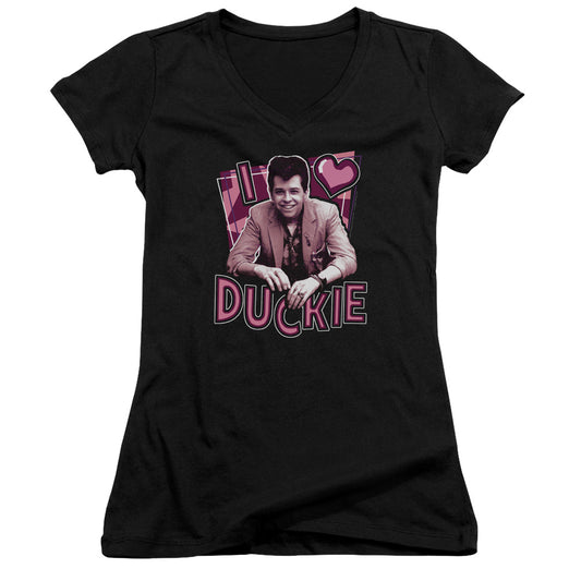Pretty In Pink - I Heart Duckie - Junior V-neck - Black