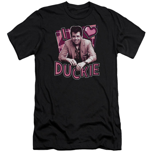 Pretty In Pink - I Heart Duckie-premuim Canvas Adult Slim Fit 30/1 - Black