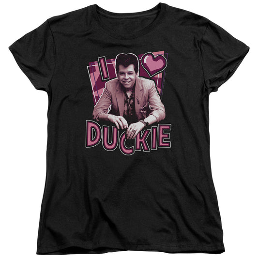 Pretty In Pink - I Heart Duckie - Short Sleeve Womens Tee - Black T-shirt