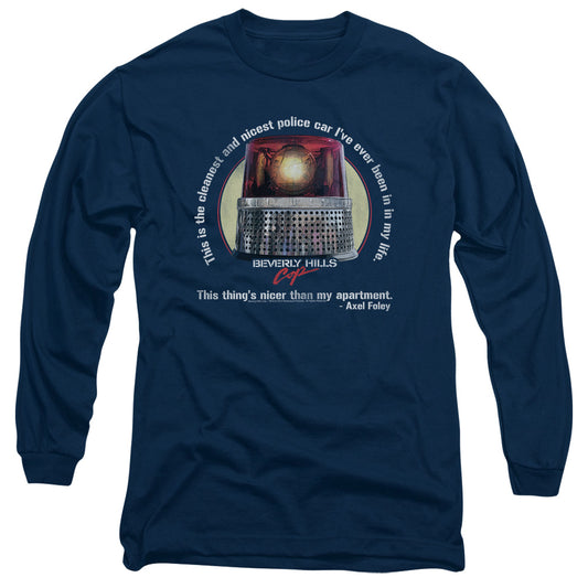 Beverly Hills Cop - Nicest Police Car - Long Sleeve Adult 18/1 - Navy T-shirt