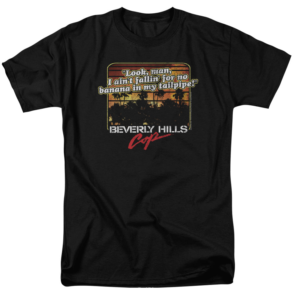 Beverly Hills Cop - Banana In My Tailpipe - Short Sleeve Adult 18/1 - Black T-shirt
