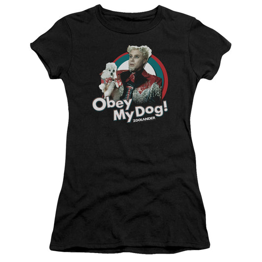 Zoolander - Obey My Dog - Short Sleeve Junior Sheer - Black T-shirt