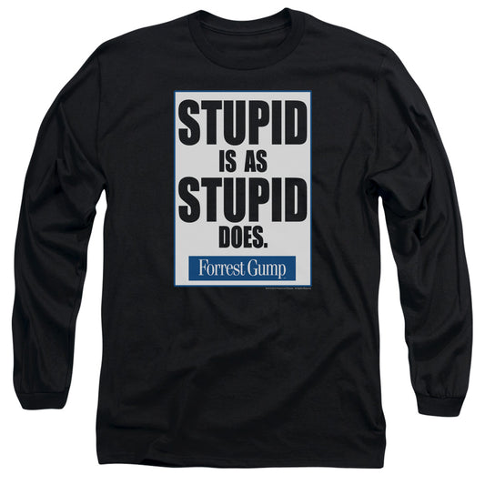 Forrest Gump - Stupid Is - Long Sleeve Adult 18/1 - Black T-shirt