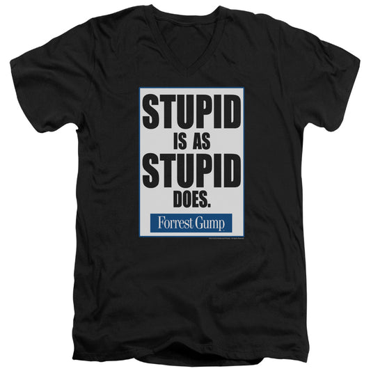 Forrest Gump - Stupid Is - Short Sleeve Adult V-neck - Black T-shirt