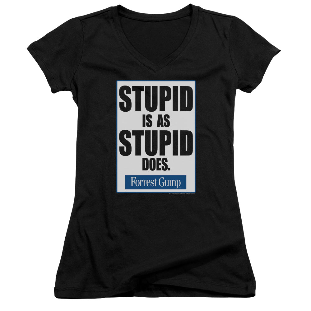Forrest Gump Stupid Is - Junior V-neck - Black