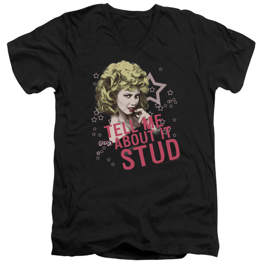 GREASE TELL ME ABOUT IT STUD - S/S ADULT V-NECK - BLACK T-Shirt
