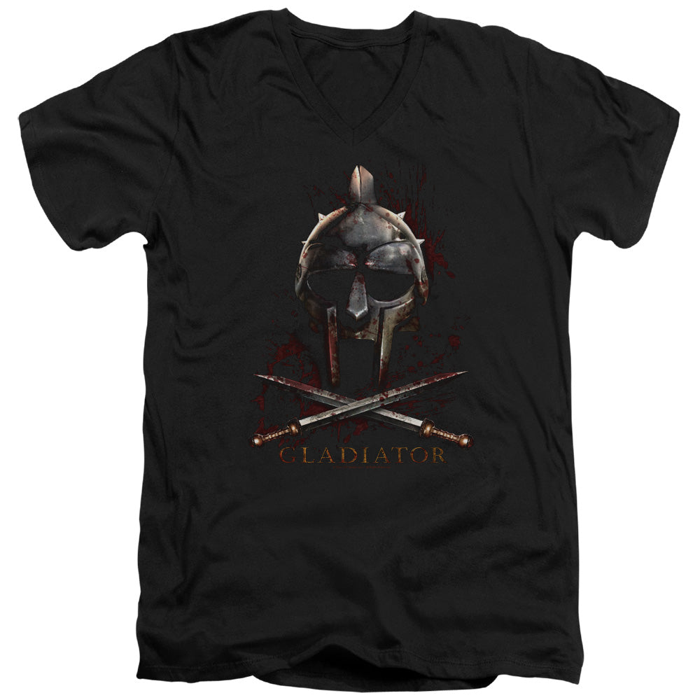 Gladiator - Helmet - Short Sleeve Adult V-neck - Black T-shirt