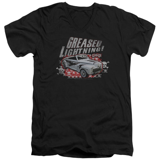 Grease - Greased Lightening - Short Sleeve Adult V-neck - Black T-shirt