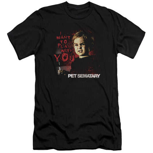 Pet Sematary - I Want To Play - Short Sleeve Adult 30/1 - Black T-shirt