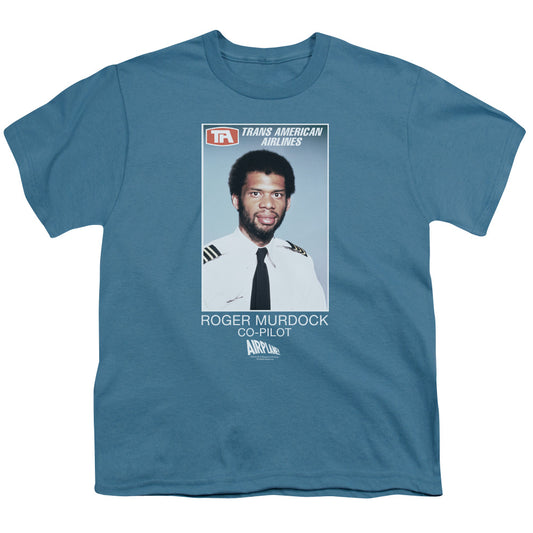 Airplane - Roger Murdock - Short Sleeve Youth 18/1 - Slate T-shirt