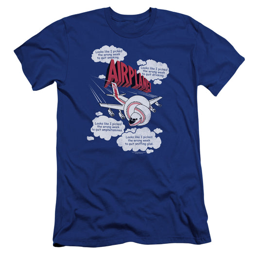 Airplane - Picked The Wrong Day-premuim Canvas Adult Slim Fit 30/1 - Royal Blue