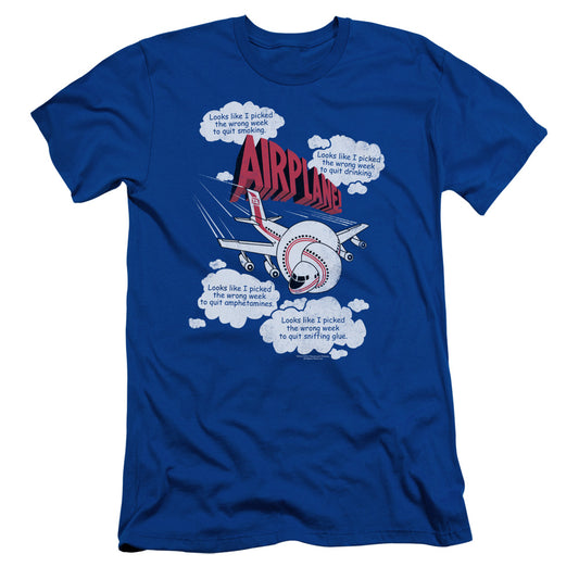 Airplane - Picked The Wrong Day - Short Sleeve Adult 30/1 - Royal Blue T-shirt