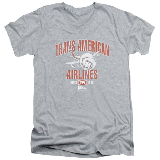 AIRPLANE TRANS AMERICAN - S/S ADULT V-NECK - ATHLETIC HEATHER T-Shirt