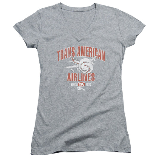 Airplane - Trans American - Junior V-neck - Athletic Heather