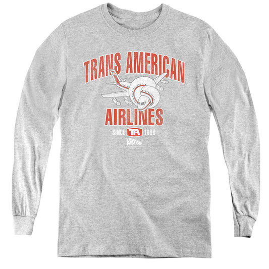 Airplane - Trans American - Youth Long Sleeve Tee - Athletic Heather