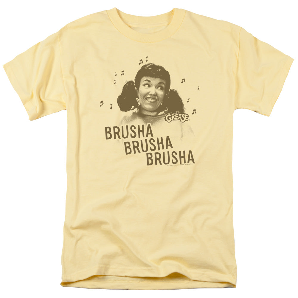 Grease - Brusha Brusha Brusha - Short Sleeve Adult 18/1 - Banana T-shirt