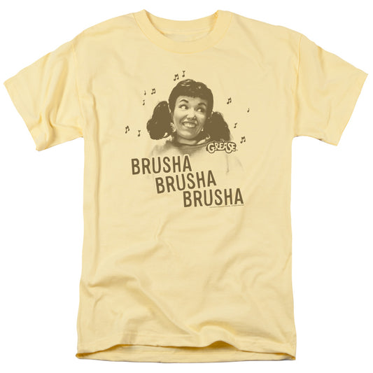Grease - Brusha Brusha Brusha - Short Sleeve Adult 18/1 - Banana T-shirt