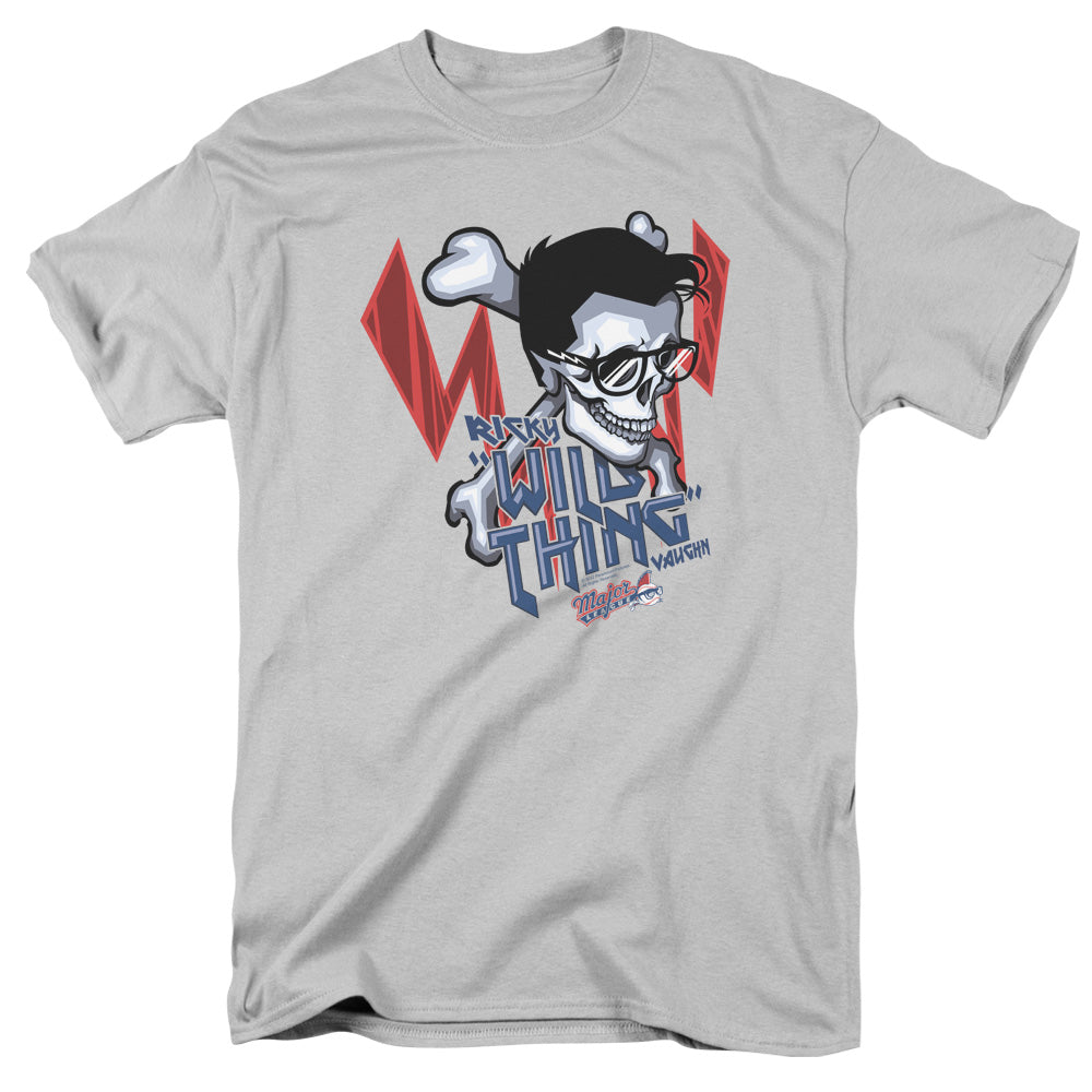 Major League - Wild Skull - Short Sleeve Adult 18/1 - Silver T-shirt
