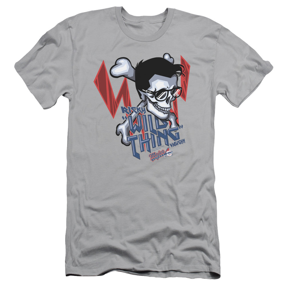 Major League - Wild Skull - Short Sleeve Adult 30/1 - Silver T-shirt