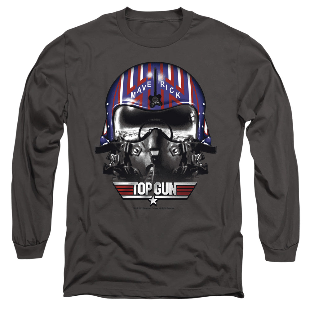Top Gun - Maverick Helmet - Long Sleeve Adult 18/1 - Charcoal T-shirt