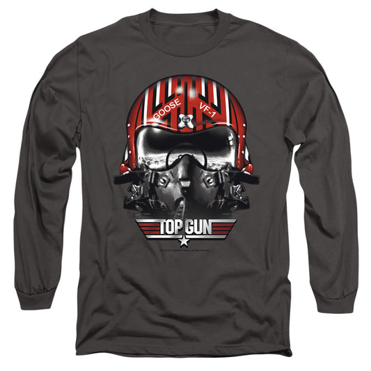 Top Gun - Goose Helmet - Long Sleeve Adult 18/1 - Charcoal T-shirt