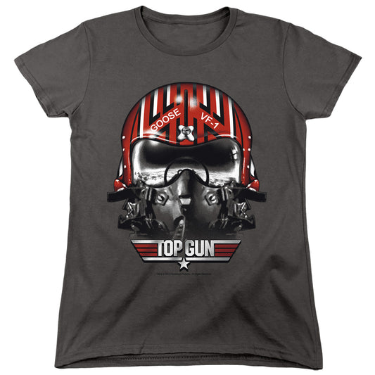 Top Gun - Goose Helmet - Short Sleeve Womens Tee - Charcoal T-shirt