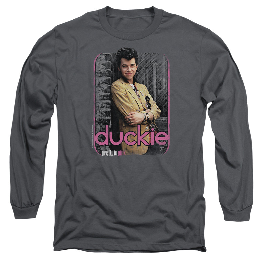 Pretty In Pink - Just Duckie - Long Sleeve Adult 18/1 - Charcoal T-shirt