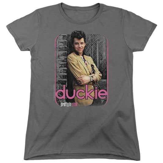 Pretty In Pink - Just Duckie - Short Sleeve Womens Tee - Charcoal T-shirt