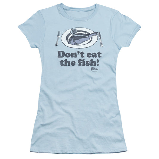 Airplane - Dont Eat The Fish - Short Sleeve Junior Sheer - Light Blue T-shirt