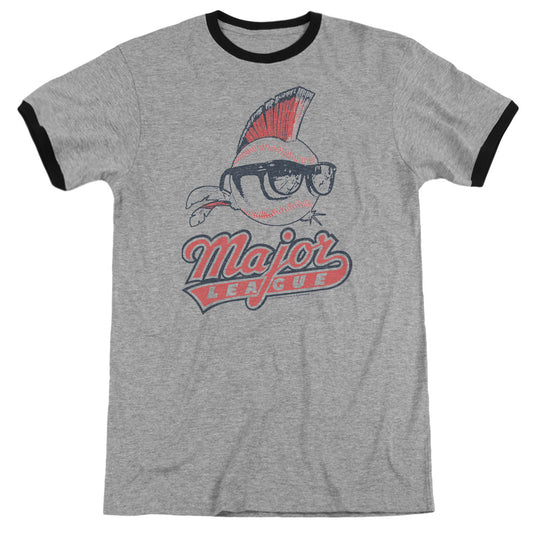 Major League - Vintage Logo - Adult Ringer - Heather/black