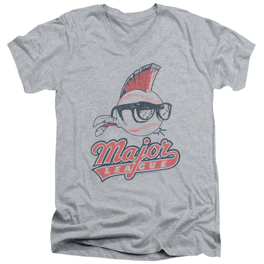 Major League - Vintage Logo - Short Sleeve Adult V-neck - Athletic Heather T-shirt