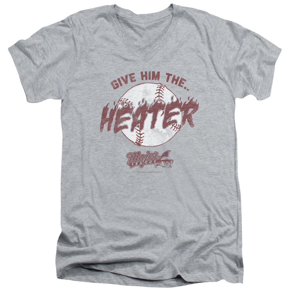 Major League - The Heater - Short Sleeve Adult V-neck - Athletic Heather T-shirt
