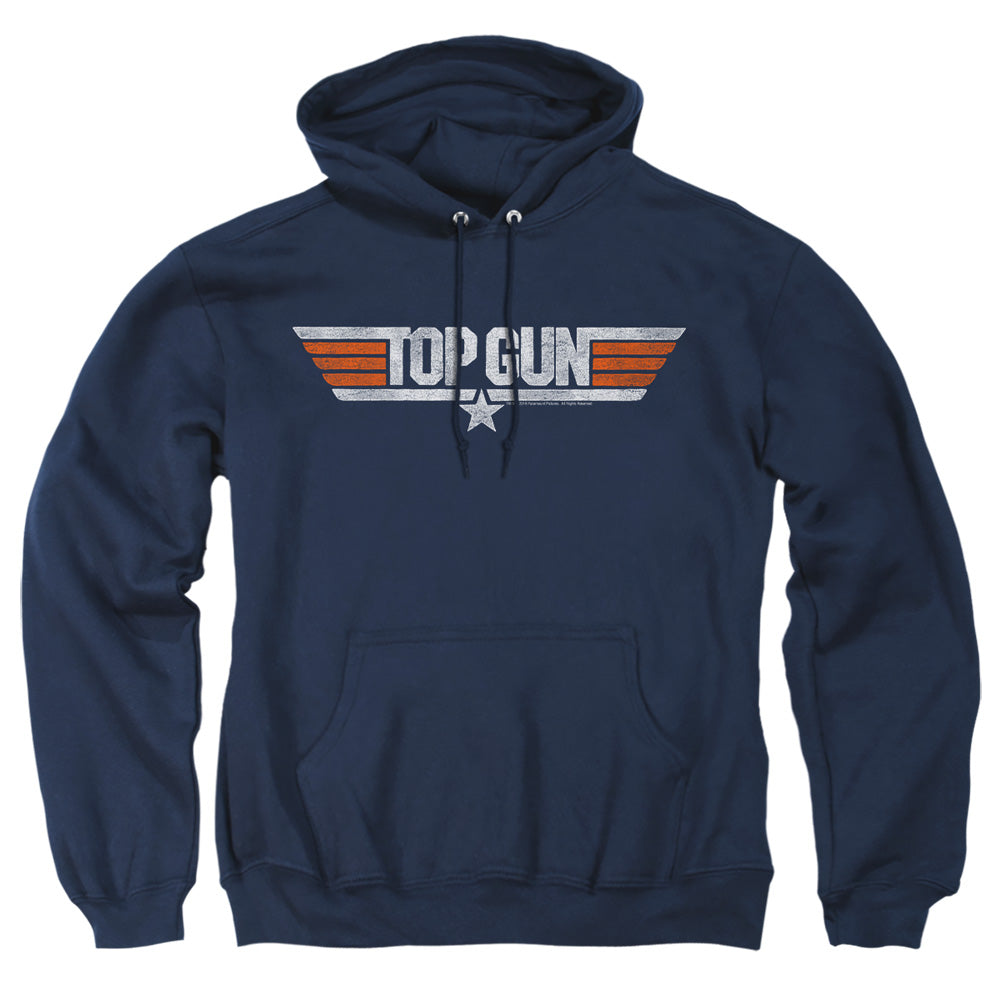 Top Gun - Distressed Logo - Adult Pull-over Hoodie - Navy