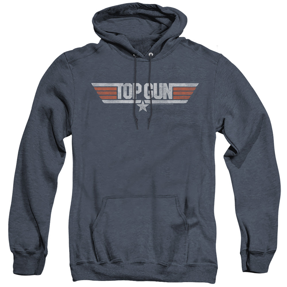 Top Gun - Distressed Logo - Adult Heather Hoodie - Navy