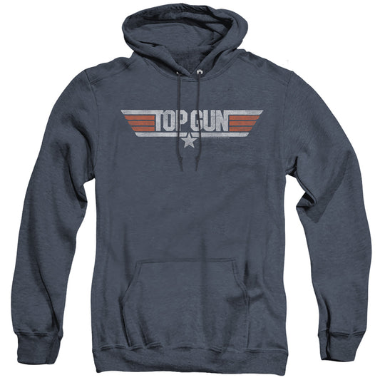 Top Gun - Distressed Logo - Adult Heather Hoodie - Navy