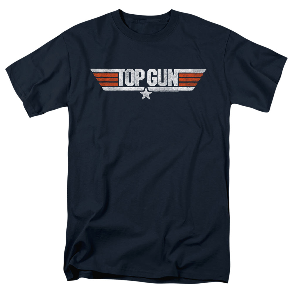 Top Gun - Distressed Logo - Short Sleeve Adult 18/1 - Navy T-shirt