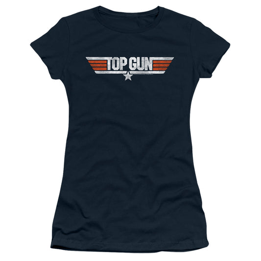 Top Gun - Distressed Logo - Short Sleeve Junior Sheer - Navy T-shirt