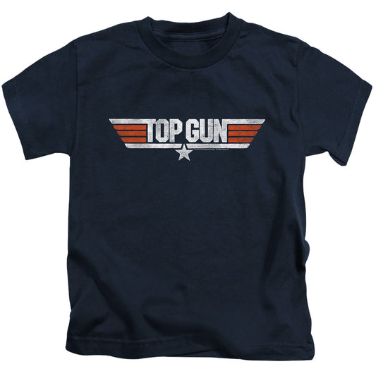 TOP GUN DISTRESSED LOGO - S/S JUVENILE 18/1 - NAVY - T-Shirt