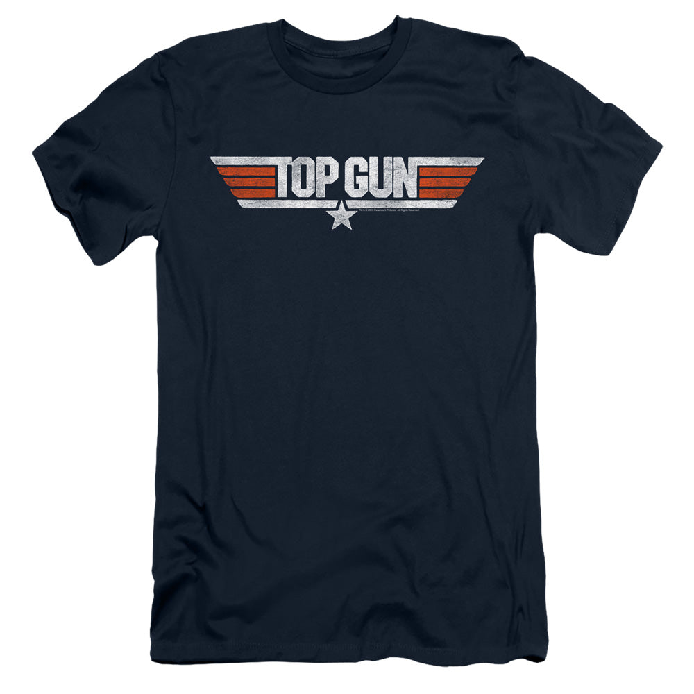 Top Gun - Distressed Logo - Short Sleeve Adult 30/1 - Navy T-shirt